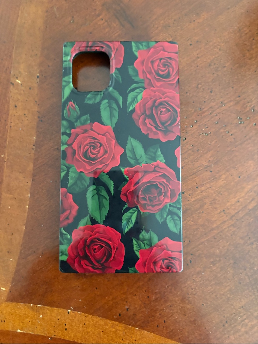 Flaunt Red Rose Floral square Phone Case - Black Base-fits iPhone 11